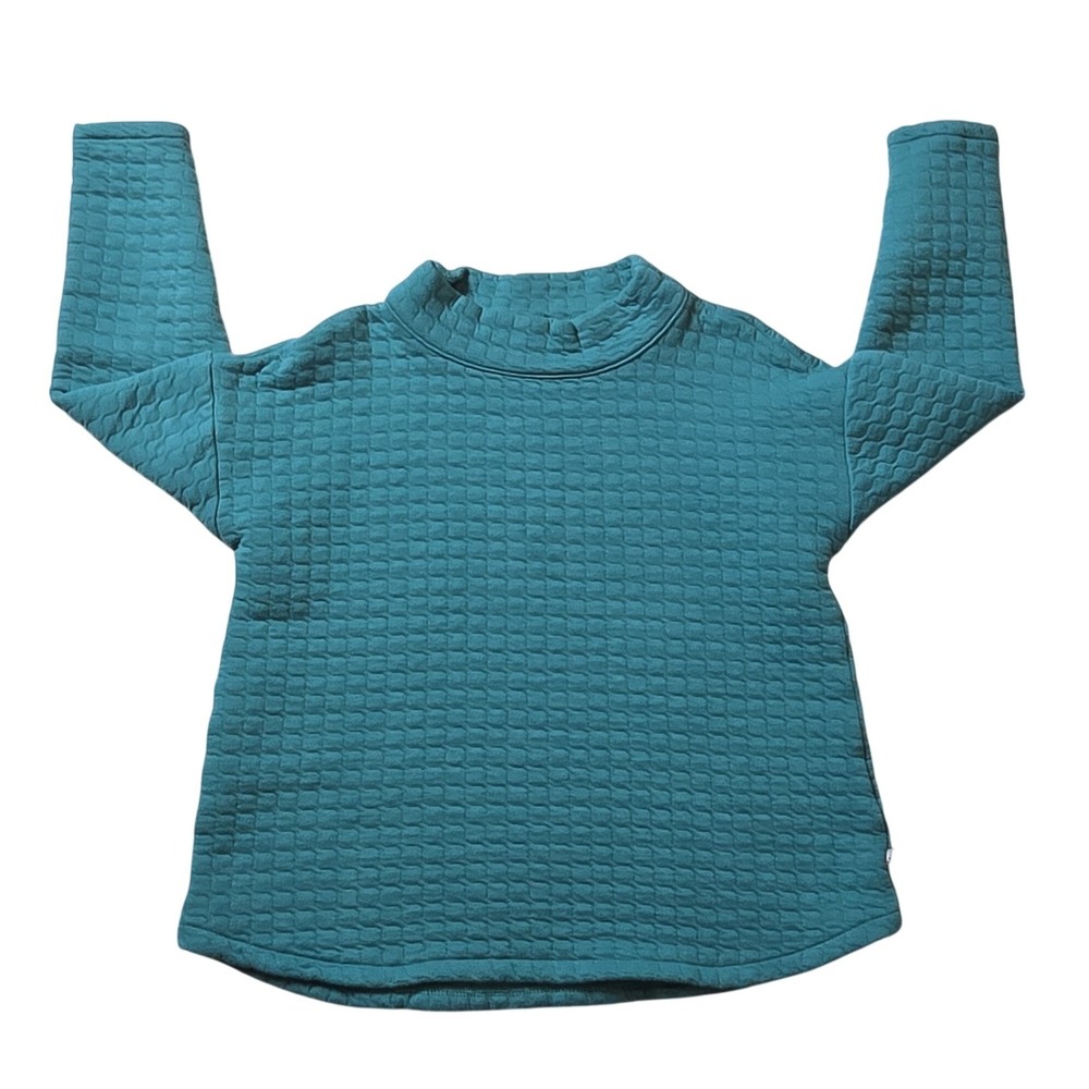 T by Talbots Quilted Mock Neck Sweatshirt‎ Teal Green Women's Large Petite